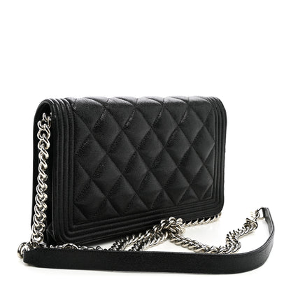 Chanel Caviar Quilted Boy Wallet On Chain WOC Black 2 of 10