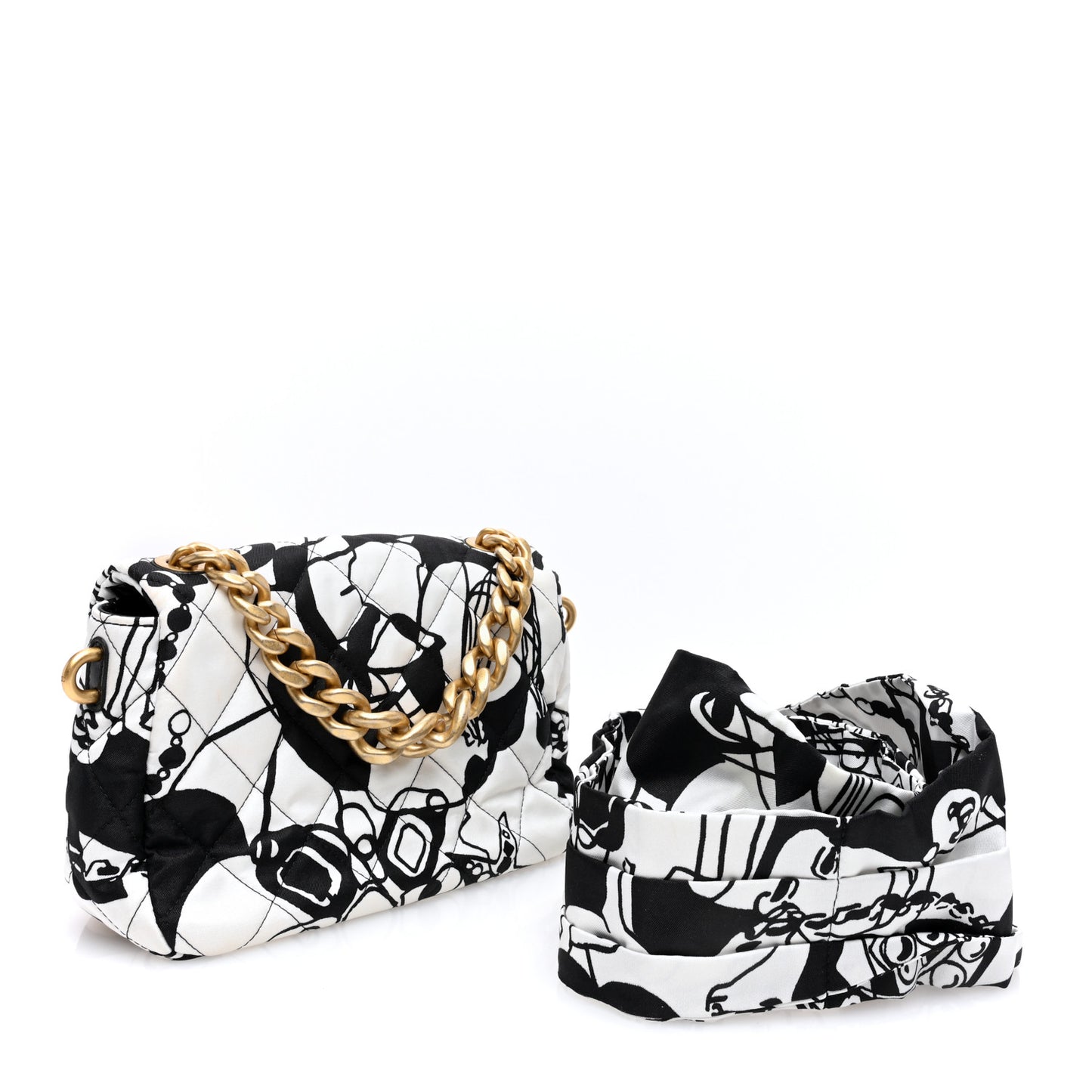 Canvas Printed Deer Coco Mini Single Flap White Black