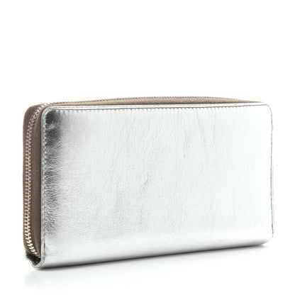 Saint Laurent Metallic Calfskin Belle De Jour Zip Around Wallet Moon 3 of 7