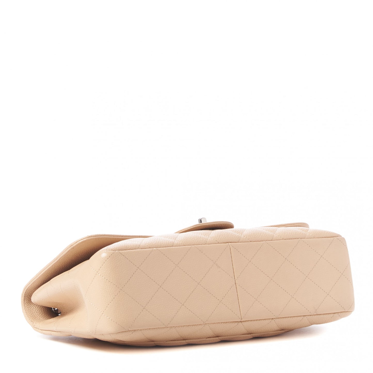 Caviar Quilted Jumbo Single Flap Beige Clair