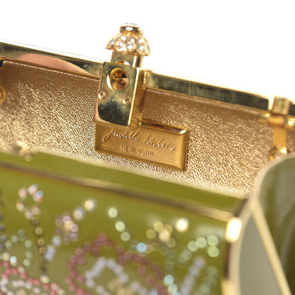 Judith Leiber Patent Crystal Clutch Green Gold 7 of 10