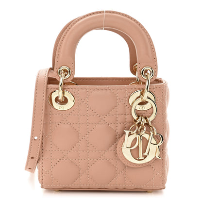Christian Dior Lambskin Cannage Micro Lady Dior Rose Des Vents 1 of 10