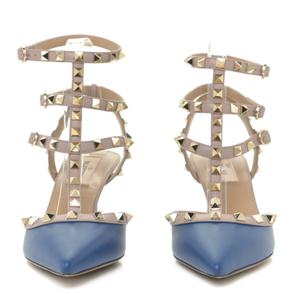 Valentino Garavani Calfskin Rockstud Ankle Strap 65mm Pumps 38 Baltique Poudre 3 of 10