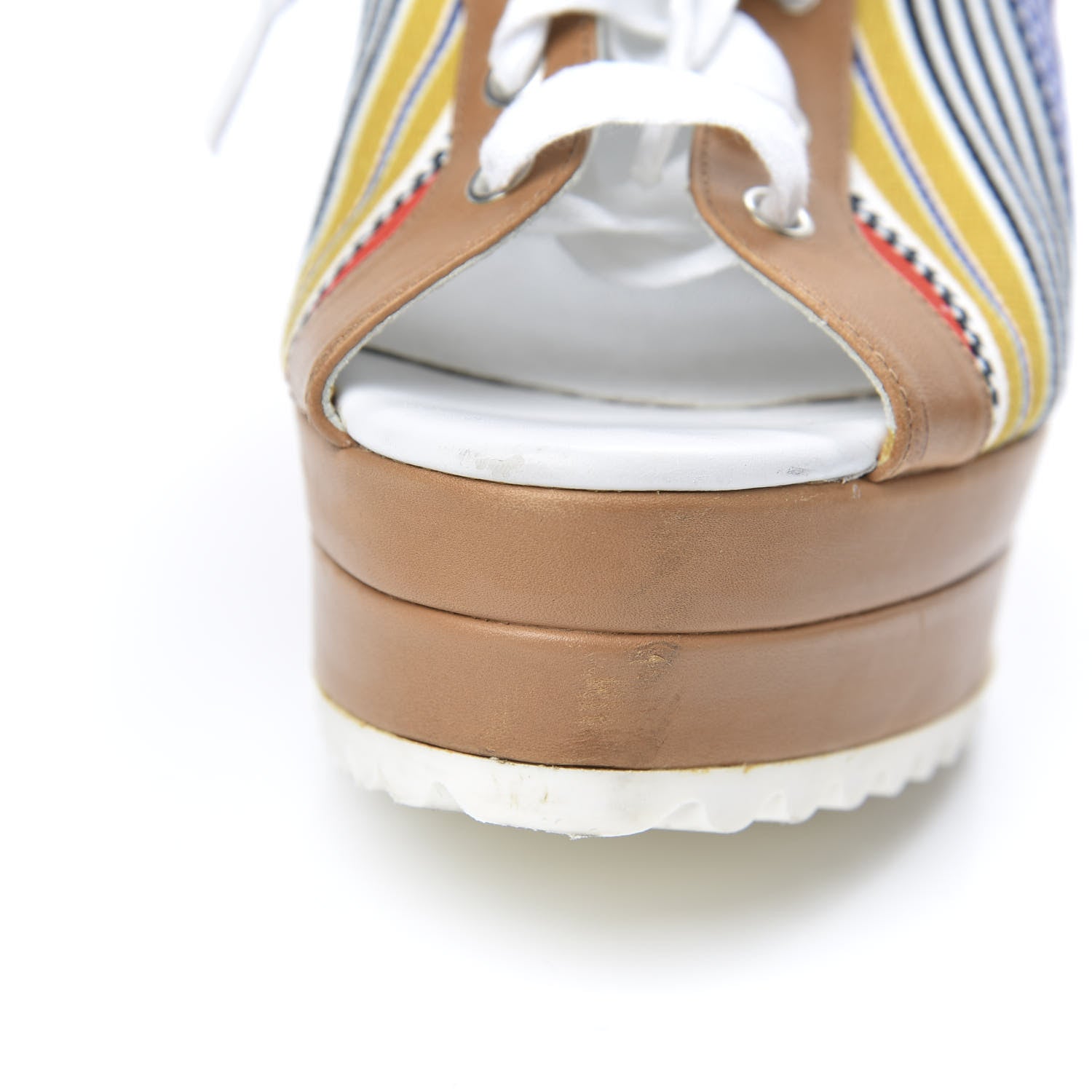 Hermes Calfskin Toile Lace Up Wedge Sandals 38 9 of 9