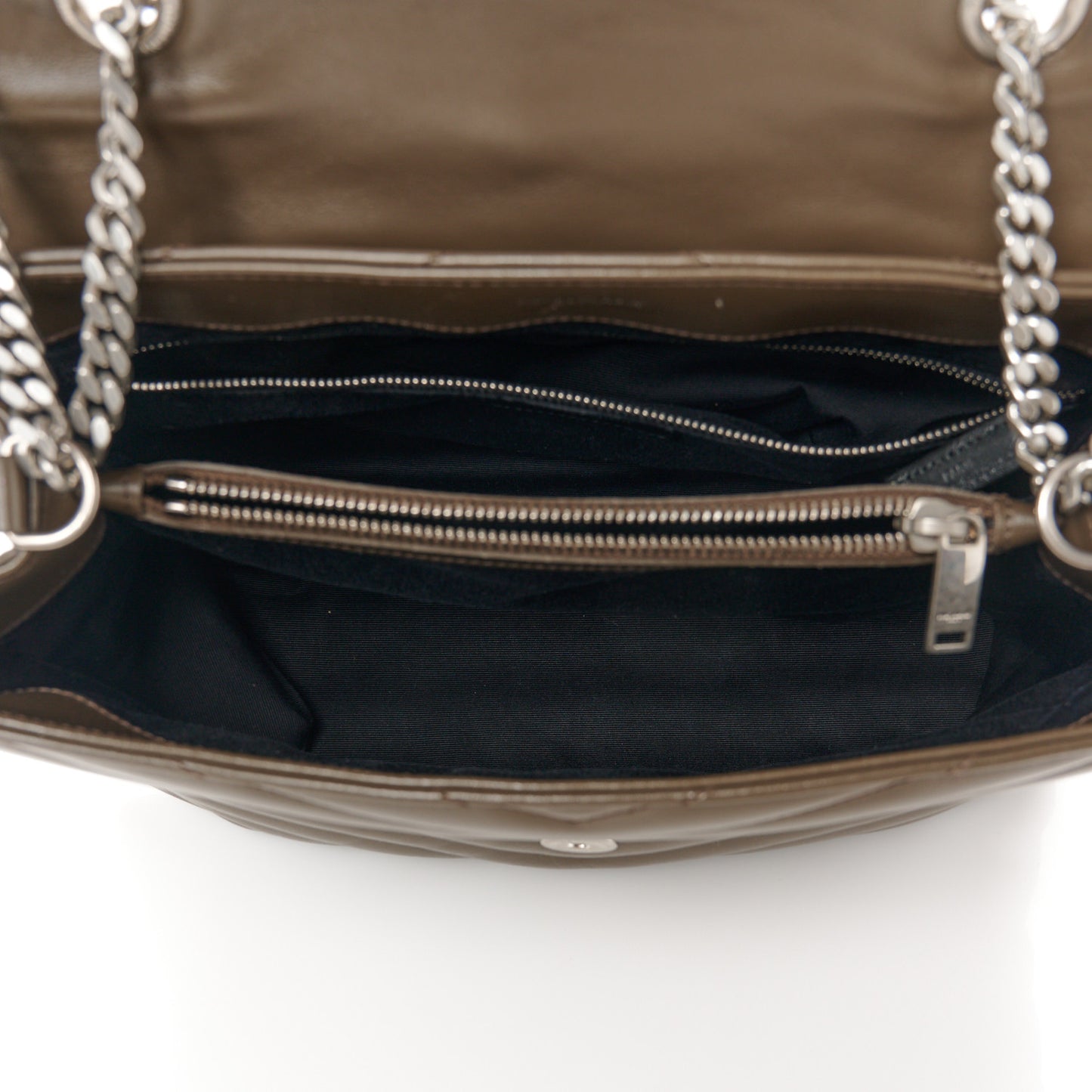 Calfskin Y Quilted Monogram Medium Loulou Chain Satchel Faggio