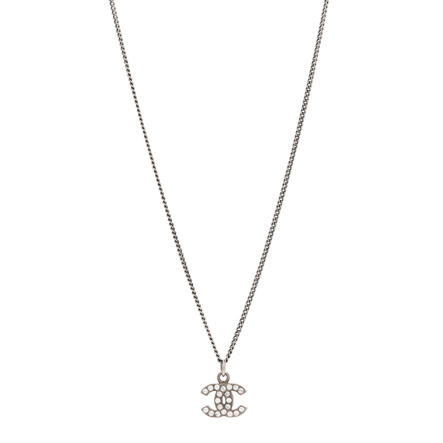Chanel Crystal CC Necklace Silver 1 of 4