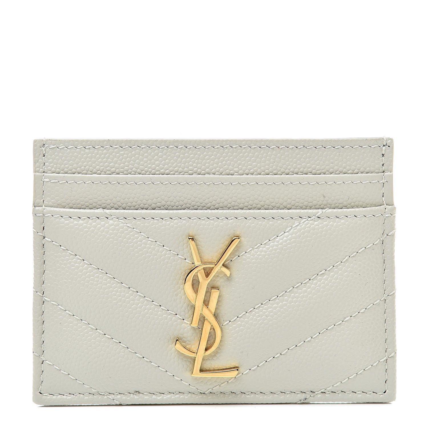 Saint Laurent Grain De Poudre Matelasse Chevron Card Case Crema Soft 1 of 10