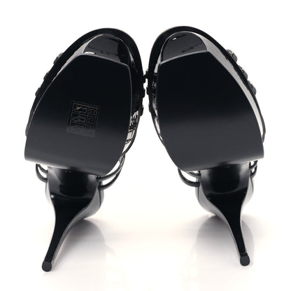 Saint Laurent Patent Platform Criss Cross Sandals 39 Black 5 of 8