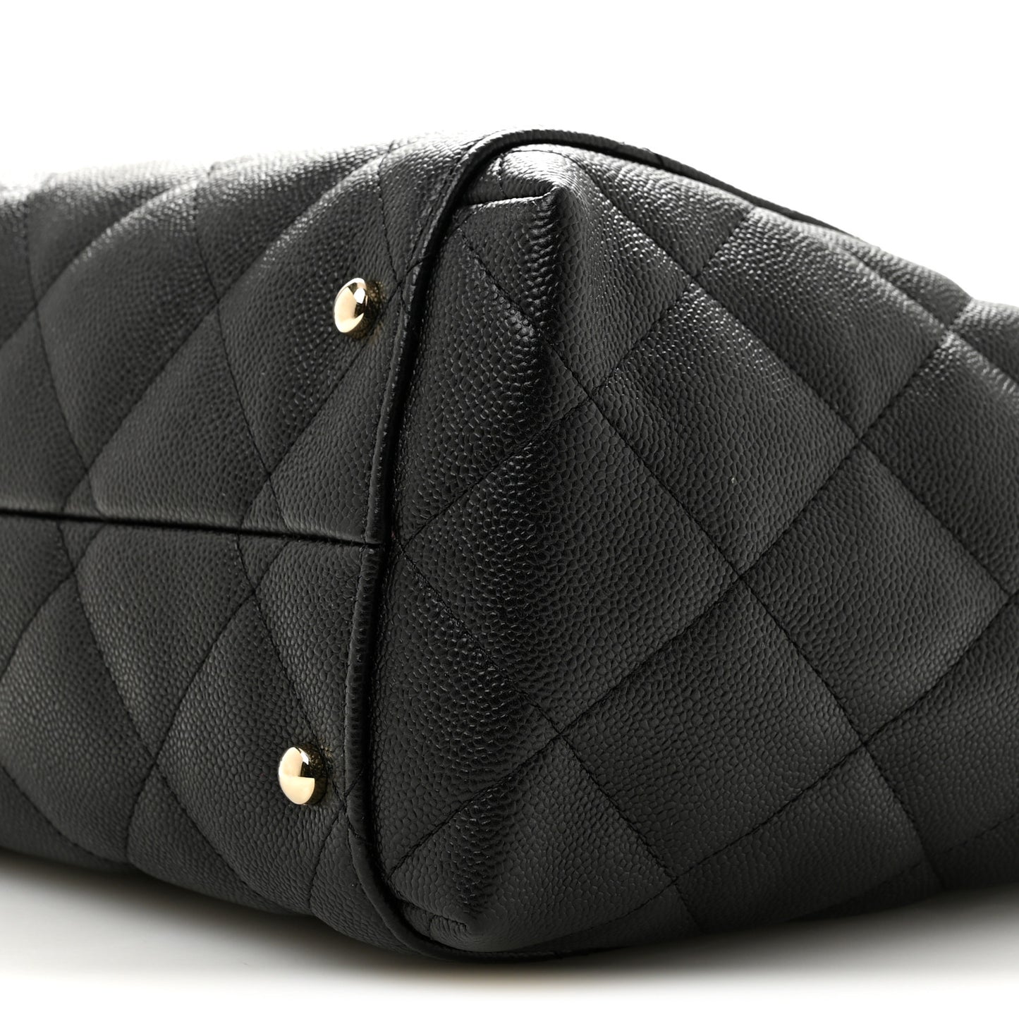 Caviar Quilted Small Shopping Tote Black