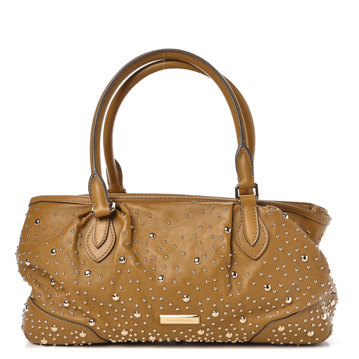 Burberry Calfskin Studded Hannington Satchel Mustard 1 of 9