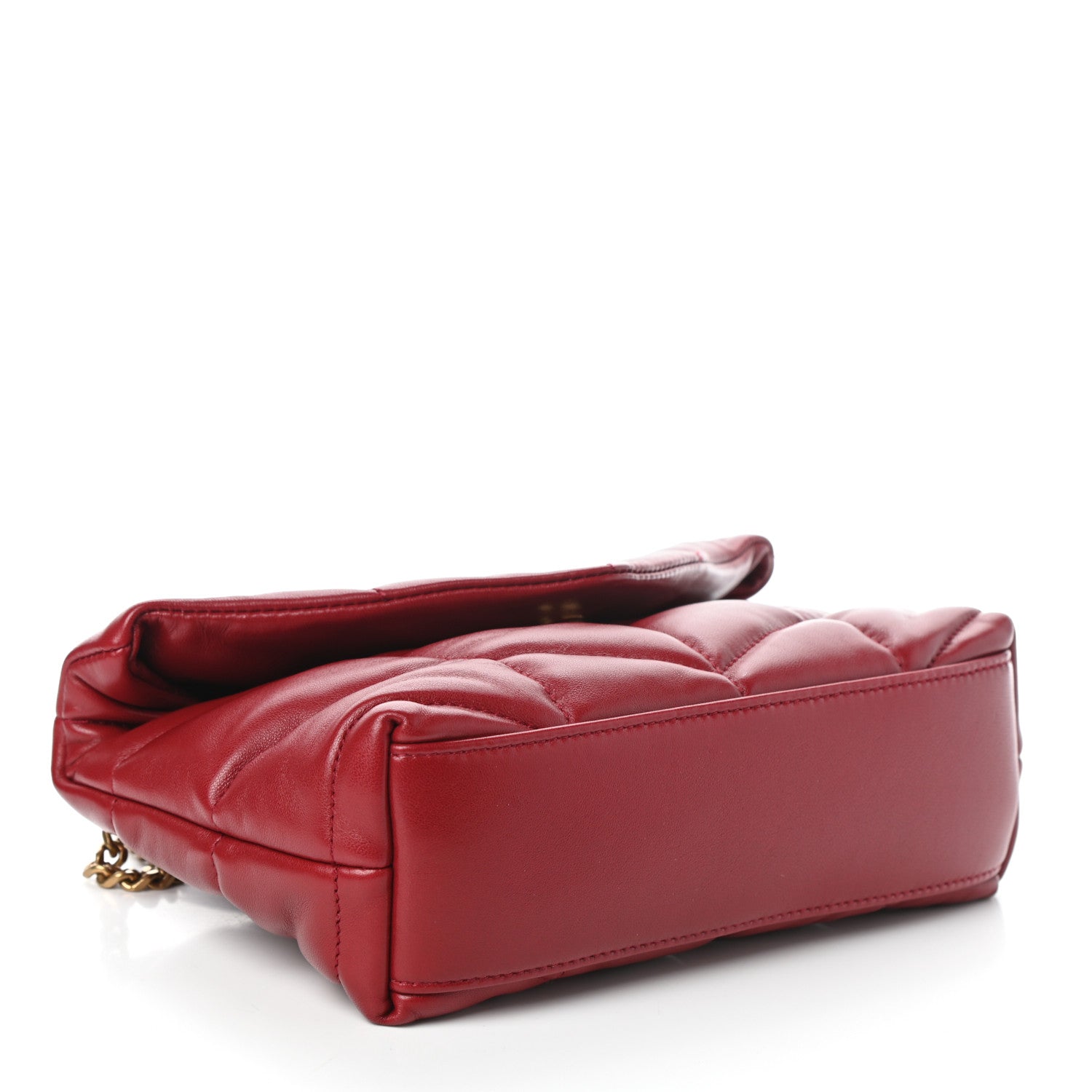 Saint Laurent Lambskin Quilted Toy Loulou Puffer Monogram Chain Satchel Red 4 of 8