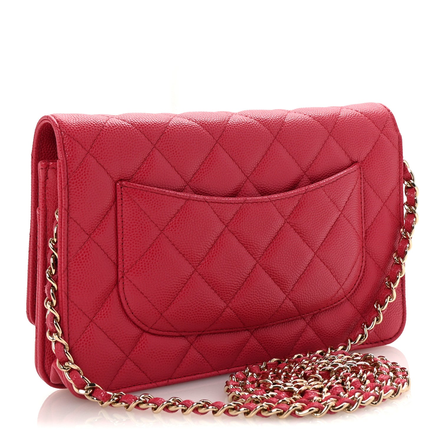 Chanel Caviar Quilted Wallet on Chain WOC Dark Pink 3 of 12