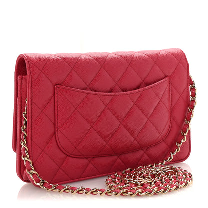 Chanel Caviar Quilted Wallet on Chain WOC Dark Pink 3 of 12
