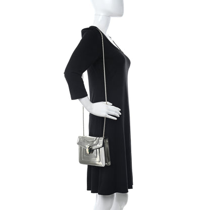 Bulgari Metallic Calfskin Small Serpenti Forever Snake Strap Crossbody Bag Silver 3 of 10