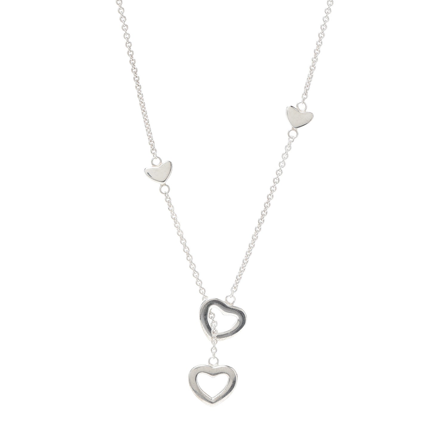 Sterling Silver Heart Lariat Necklace