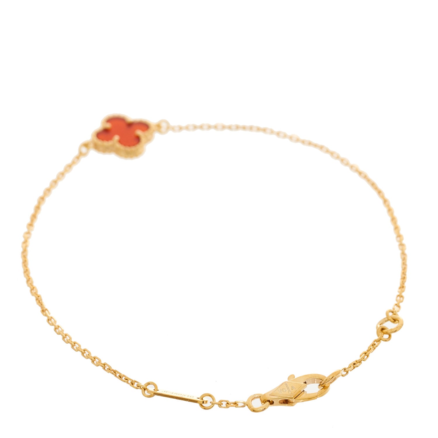 Van Cleef & Arpels 18K Rose Gold Carnelian Sweet Alhambra Bracelet 2 of 4