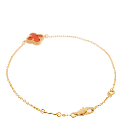 Van Cleef & Arpels 18K Rose Gold Carnelian Sweet Alhambra Bracelet 2 of 4