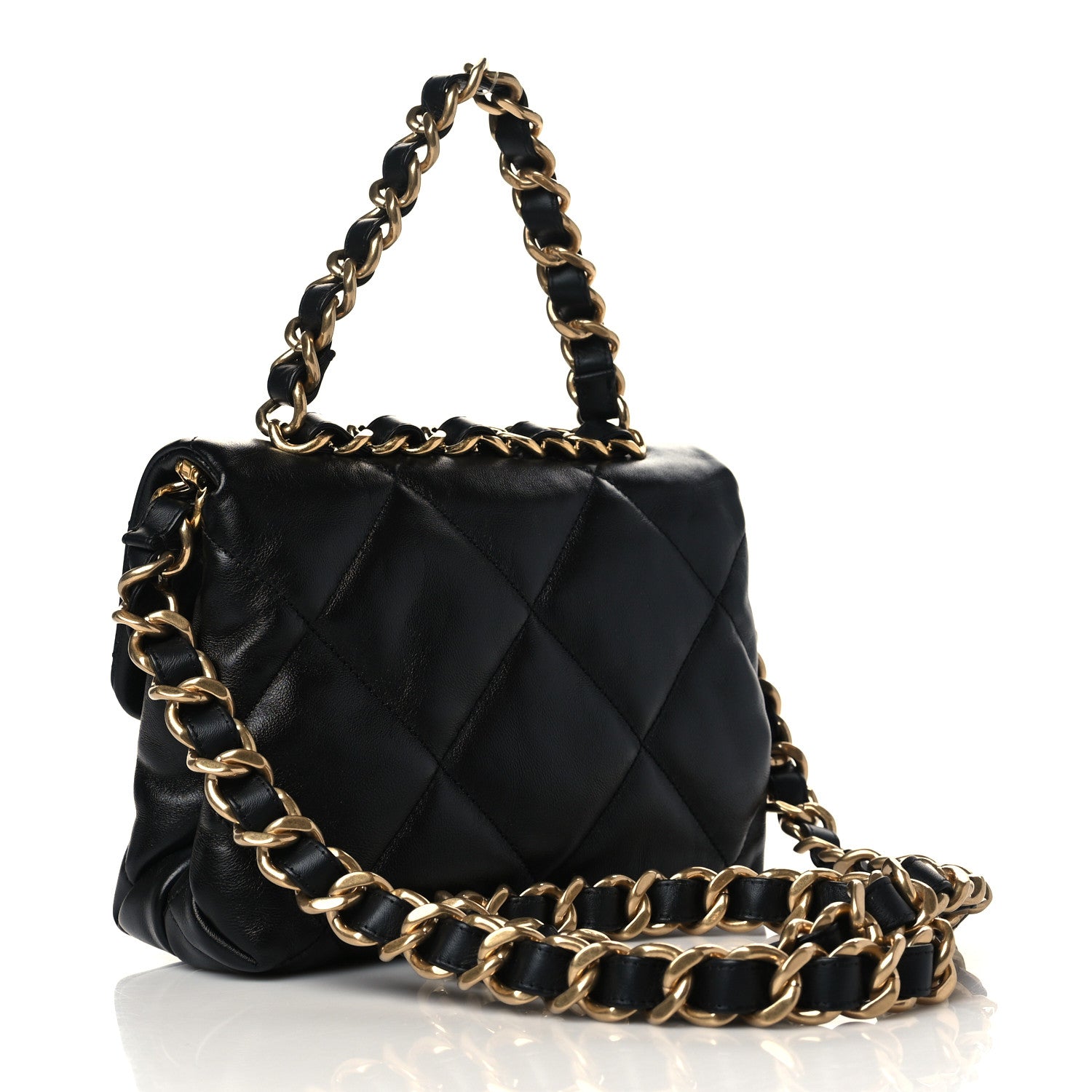 Chanel Lambskin Quilted Small Chain Top Handle Flap Black 3 of 9