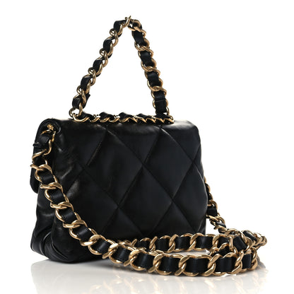 Chanel Lambskin Quilted Small Chain Top Handle Flap Black 3 of 9