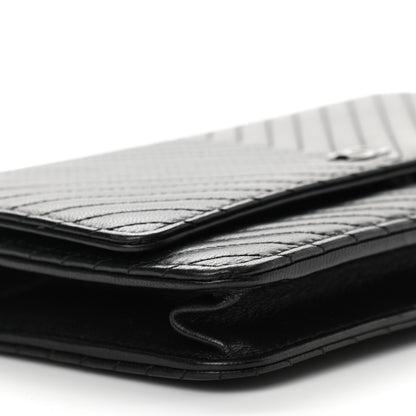 Chanel Lambskin Chevron Quilted Wallet On Chain WOC So Black 10 of 14