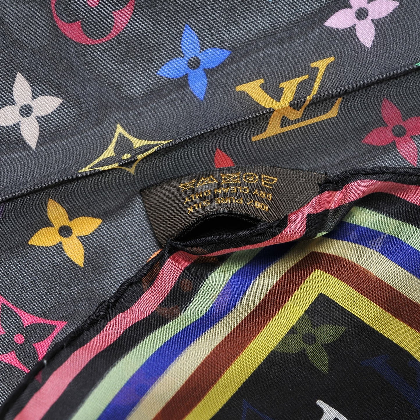 Silk Multicolor Scarf Black