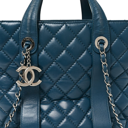 Chanel Lambskin Quilted Easy Carry Shopping Tote Blue 7 of 10