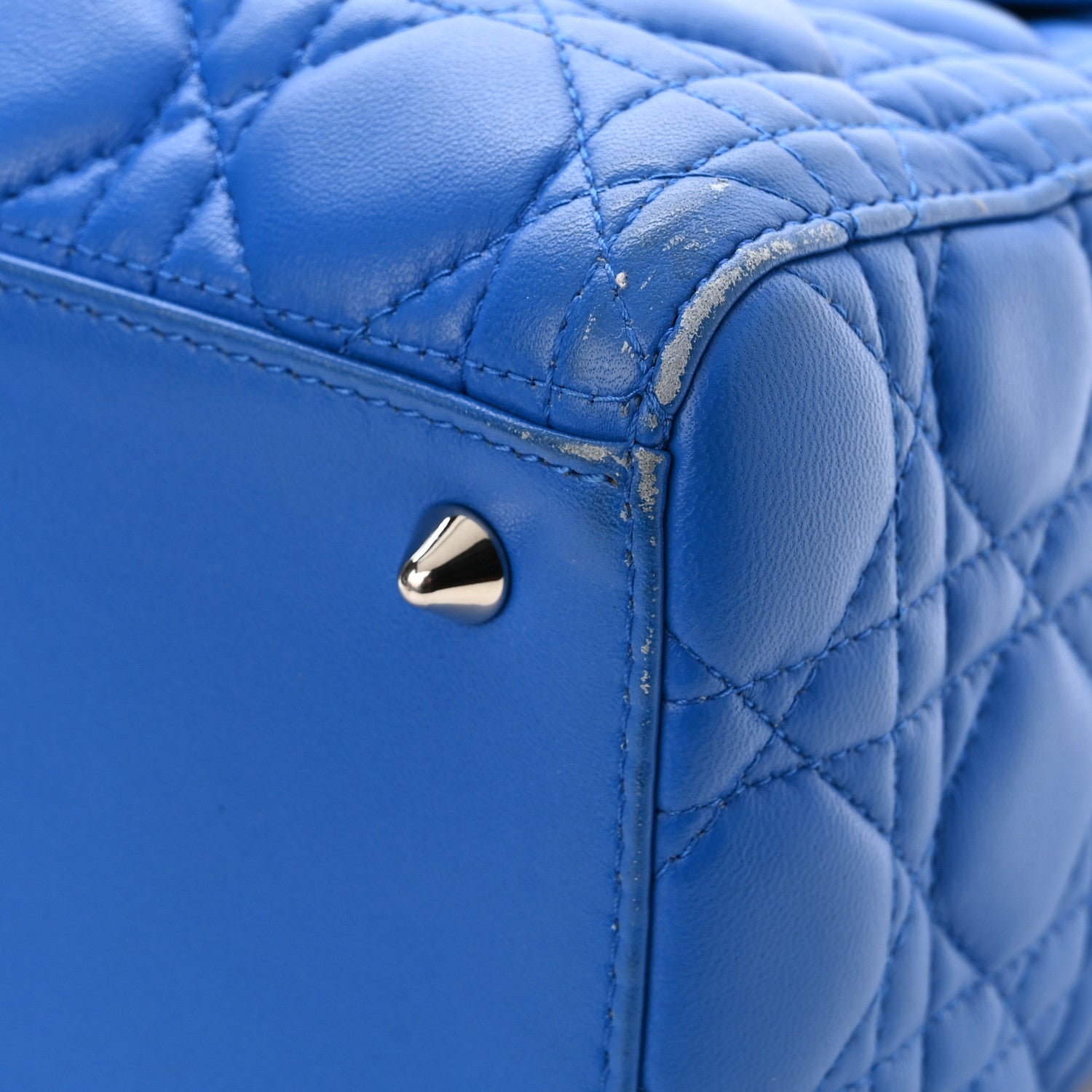 Christian Dior Lambskin Cannage Medium Lady Dior Blue Persan 12 of 16