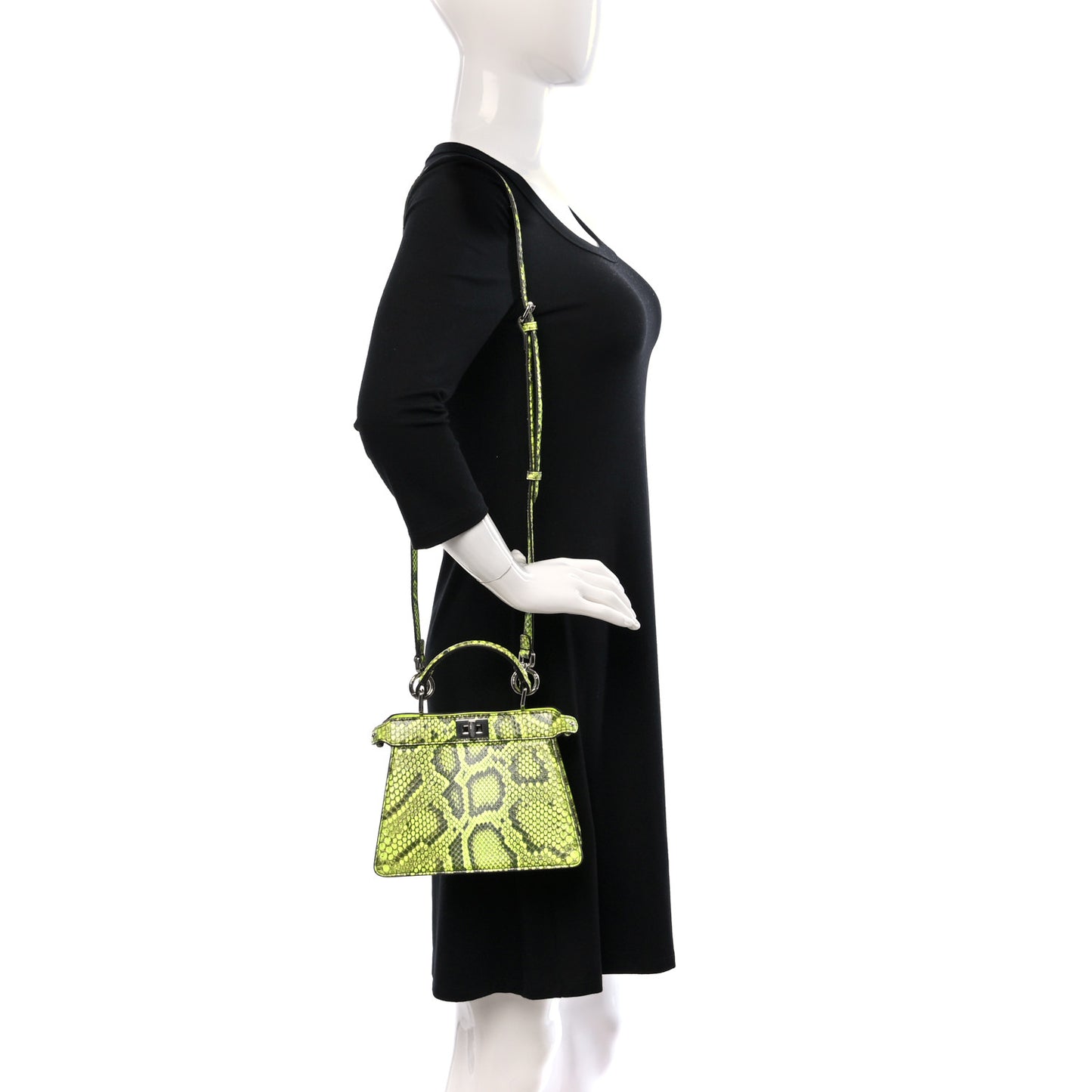 Snakeskin Shiny Nappa Petite Peekaboo I SEE U Satchel Yellow Fluo