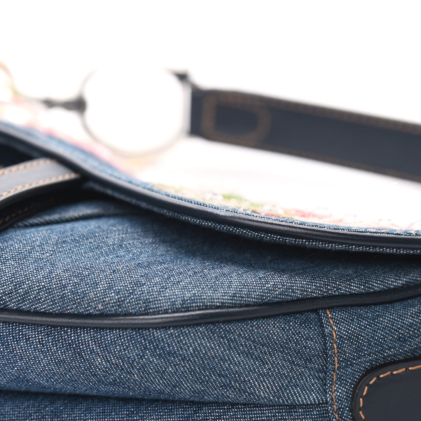 Denim Embroidered Saddle Bag Blue Multi