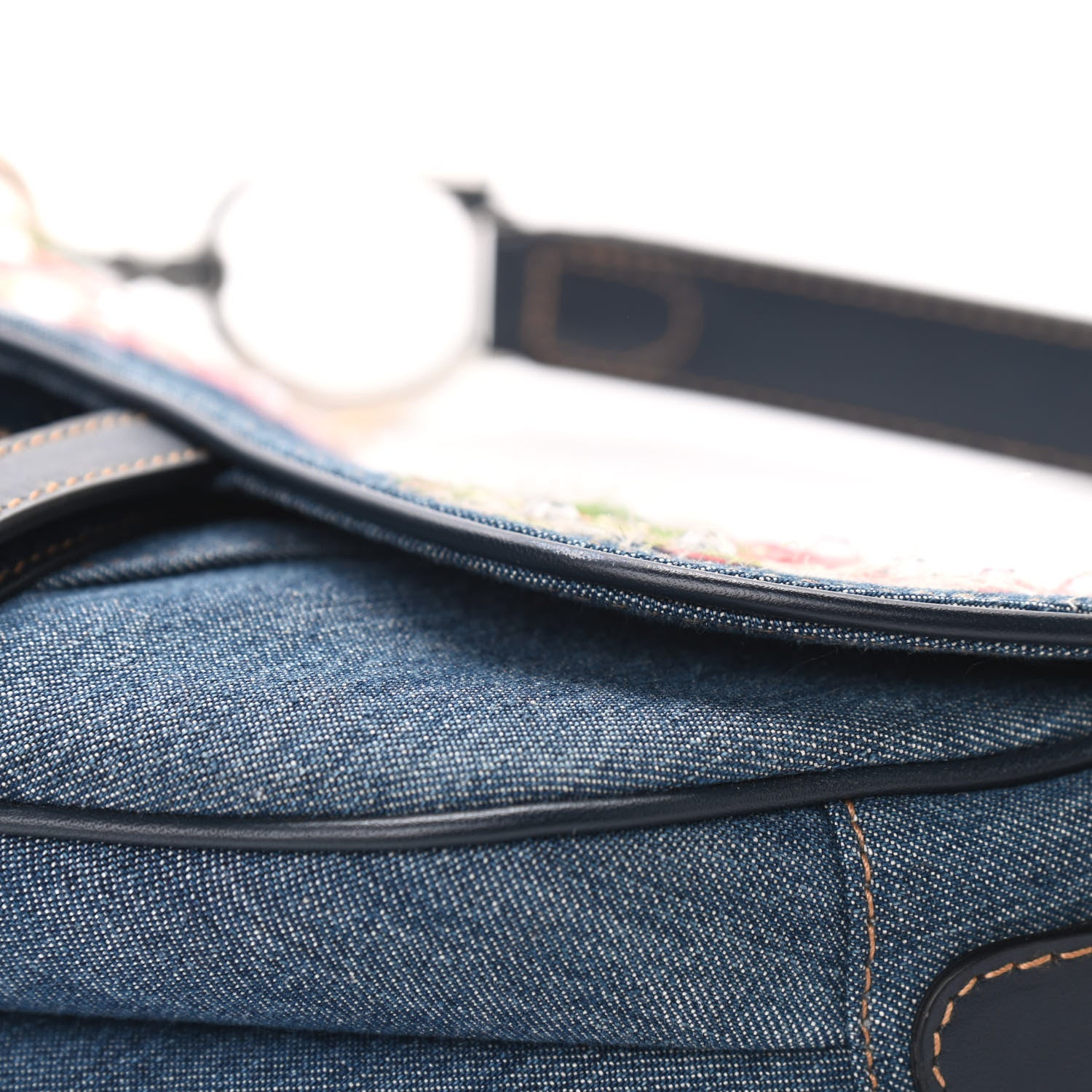 Christian Dior Denim Embroidered Saddle Bag Blue Multi 11 of 11