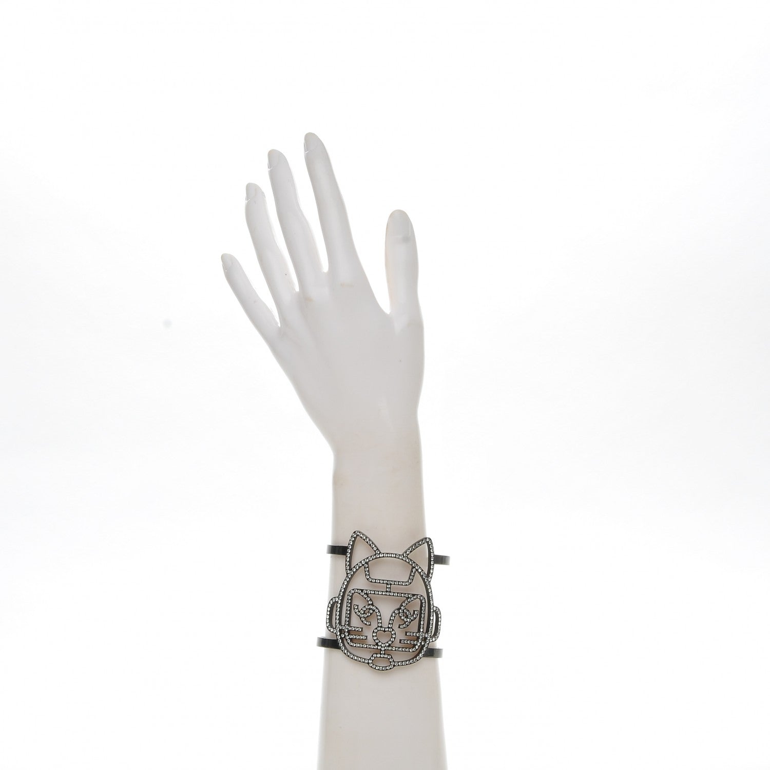 Chanel Strass Crystal CC Emoji Robot Cat Cuff 2 of 4