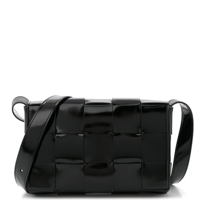 Bottega Veneta Patent Maxi Intrecciato Cassette Crossbody Bag Black 1 of 10