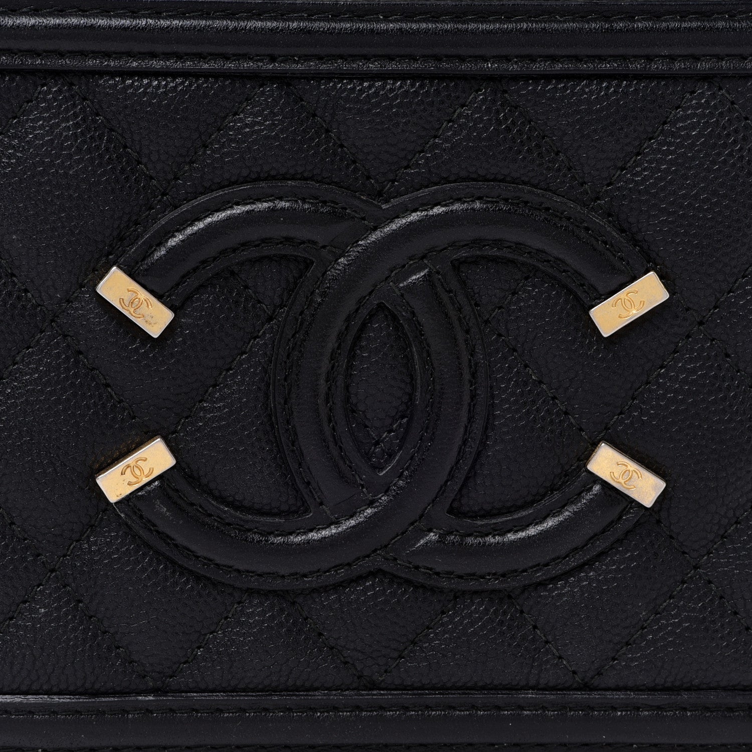 Chanel Caviar Quilted CC Filigree Vanity Clutch With Chain Black 8 of 11