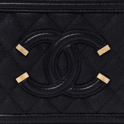 Chanel Caviar Quilted CC Filigree Vanity Clutch With Chain Black 8 of 11