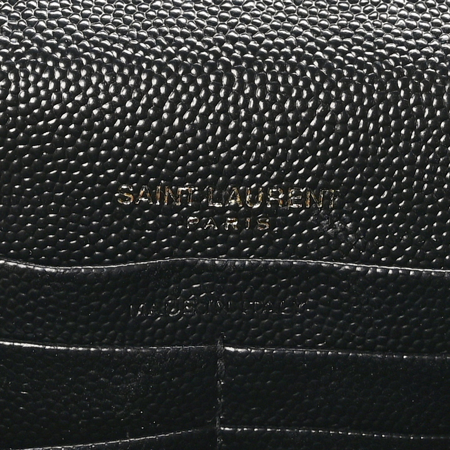 Grain De Poudre Matelasse Chevron Monogram Envelope Chain Wallet Black