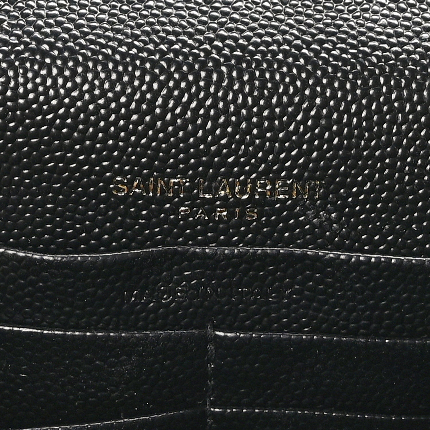 Saint Laurent Grain De Poudre Matelasse Chevron Monogram Envelope Chain Wallet Black 6 of 10