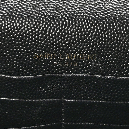 Saint Laurent Grain De Poudre Matelasse Chevron Monogram Envelope Chain Wallet Black 6 of 10