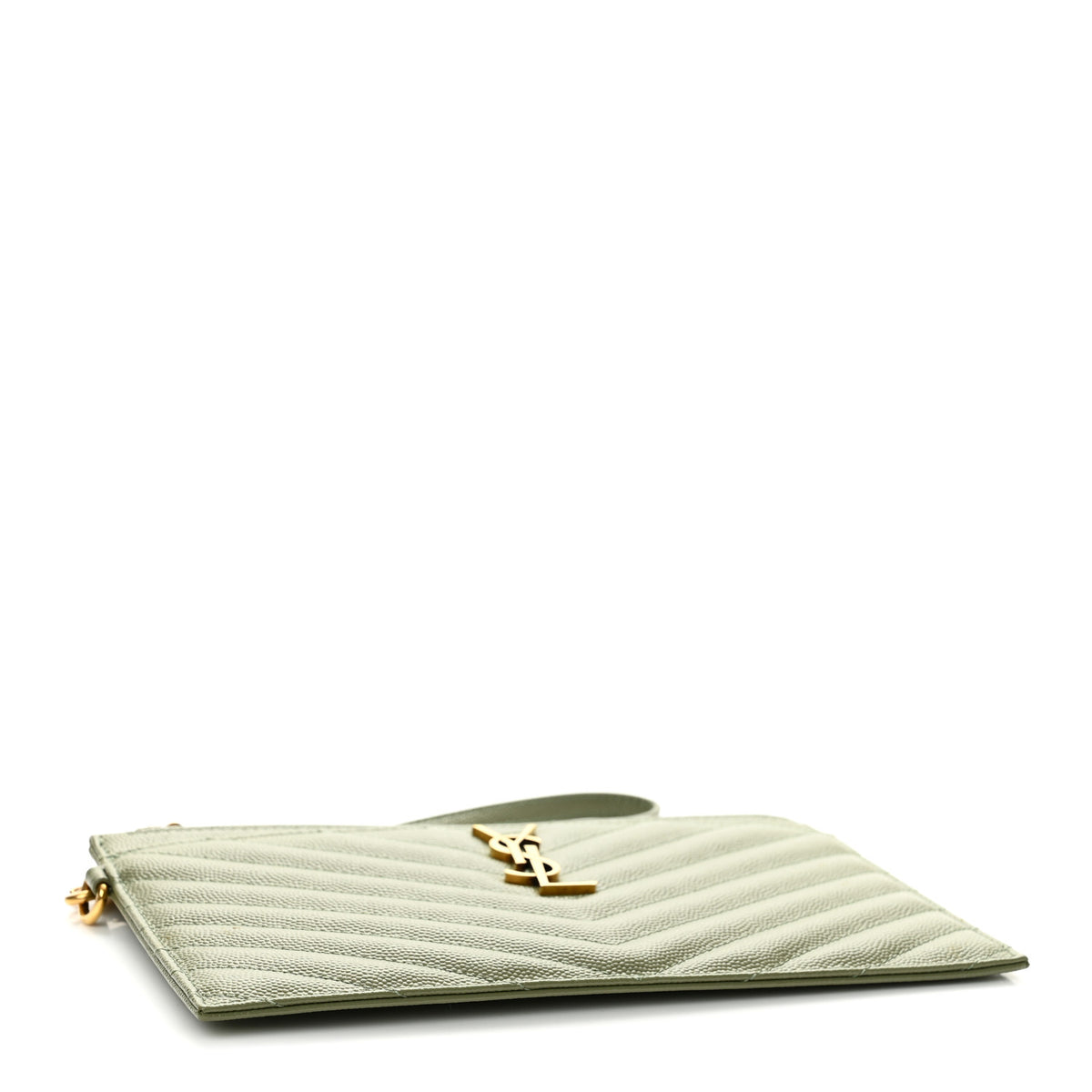 Grain De Poudre Chevron Monogram Large Bill Pouch Light Sage
