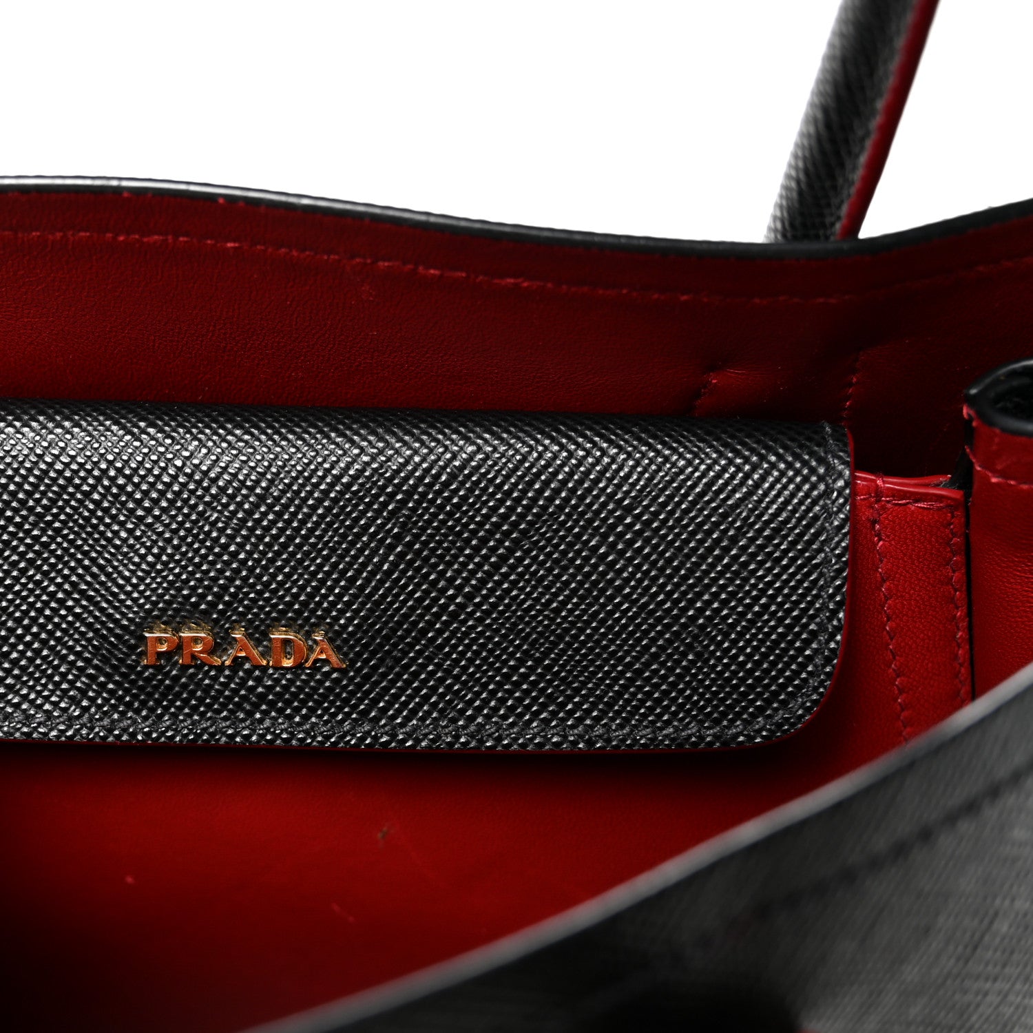 Prada Saffiano Cuir Medium Double Bag Black Fuoco 11 of 19