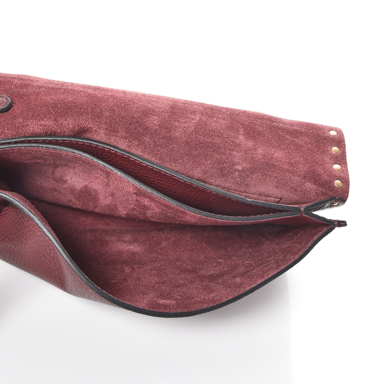 Valentino Garavani Pebbled Calfskin Rockstud Rolling Wristlet Clutch Rubin 5 of 7