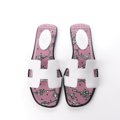 Hermes Box Calfskin Bois De Rose Oran Sandals 35.5 White 5 of 9