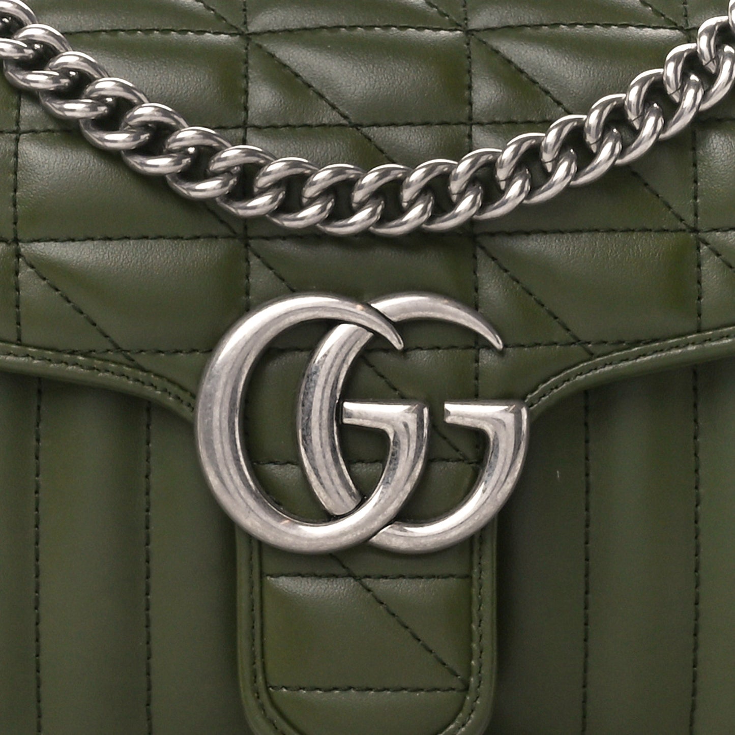 Calfskin Matelasse Aria Small GG Marmont Shoulder Bag Military Wood