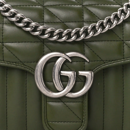 Gucci Calfskin Matelasse Aria Small GG Marmont Shoulder Bag Military Wood 9 of 11