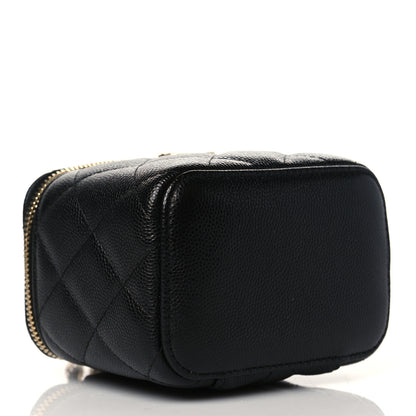 Chanel Caviar Quilted Mini Pearl On Top Vanity Case With Chain Black 4 of 11