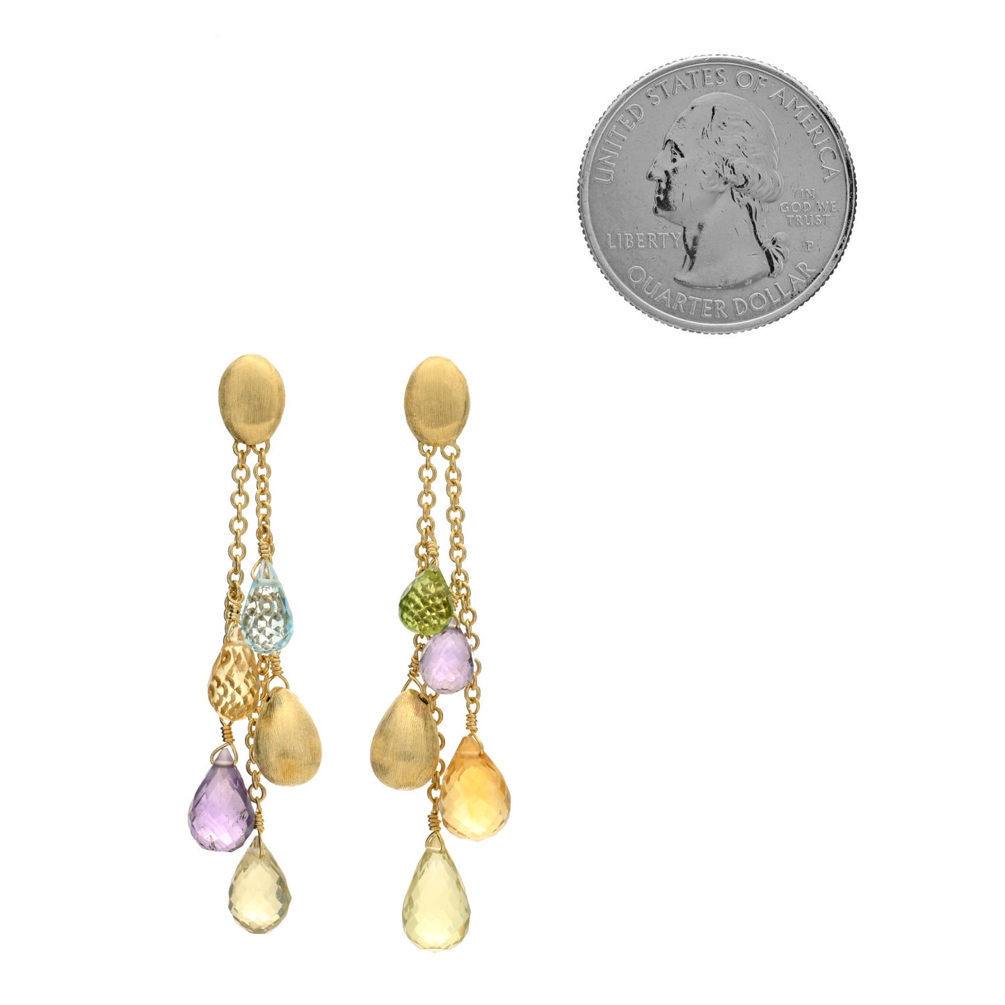 18K Yellow Gold Multi Gemstone Paradise Drop Earrings