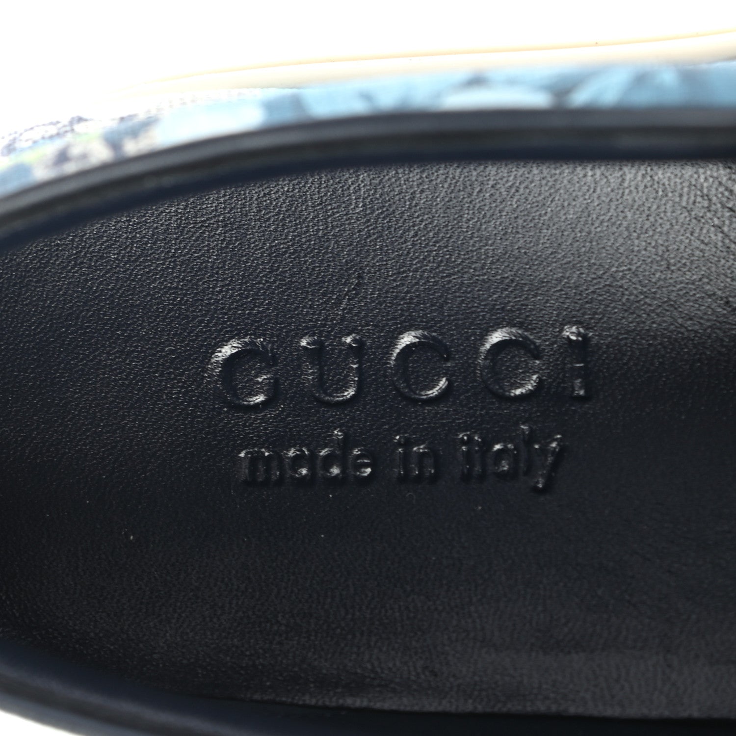Gucci GG Supreme Monogram Blooms Mens Dublin Slip On Sneakers 6 Beige Blue Navy 7 of 8