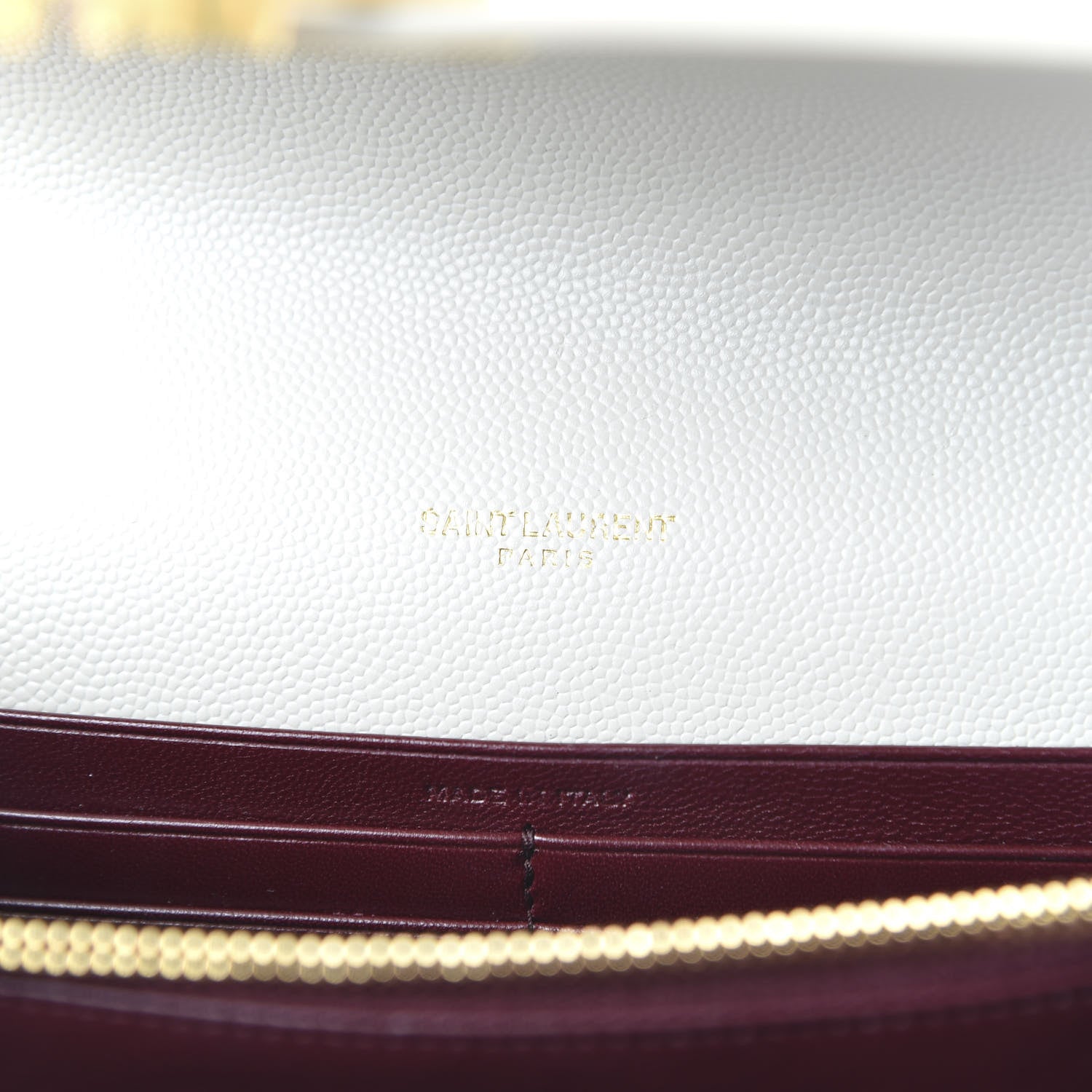 Saint Laurent Grain De Poudre Monogram Cassandra Chain Wallet Crema Soft Rouge Legion 8 of 9