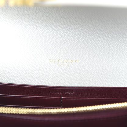 Saint Laurent Grain De Poudre Monogram Cassandra Chain Wallet Crema Soft Rouge Legion 8 of 9