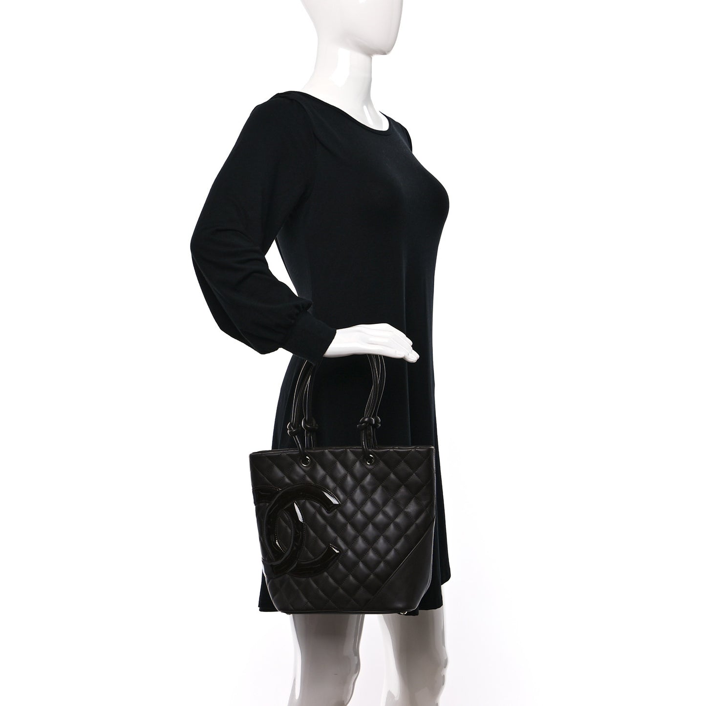 Calfskin Quilted Medium Cambon Tote Brown