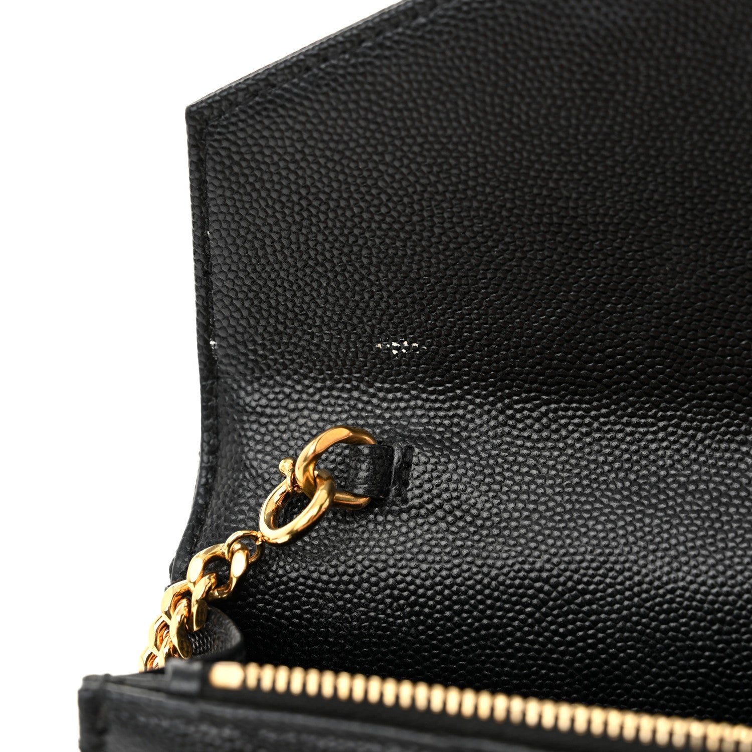 Saint Laurent Grain De Poudre Matelasse Chevron Monogram Envelope Chain Wallet Black 11 of 15